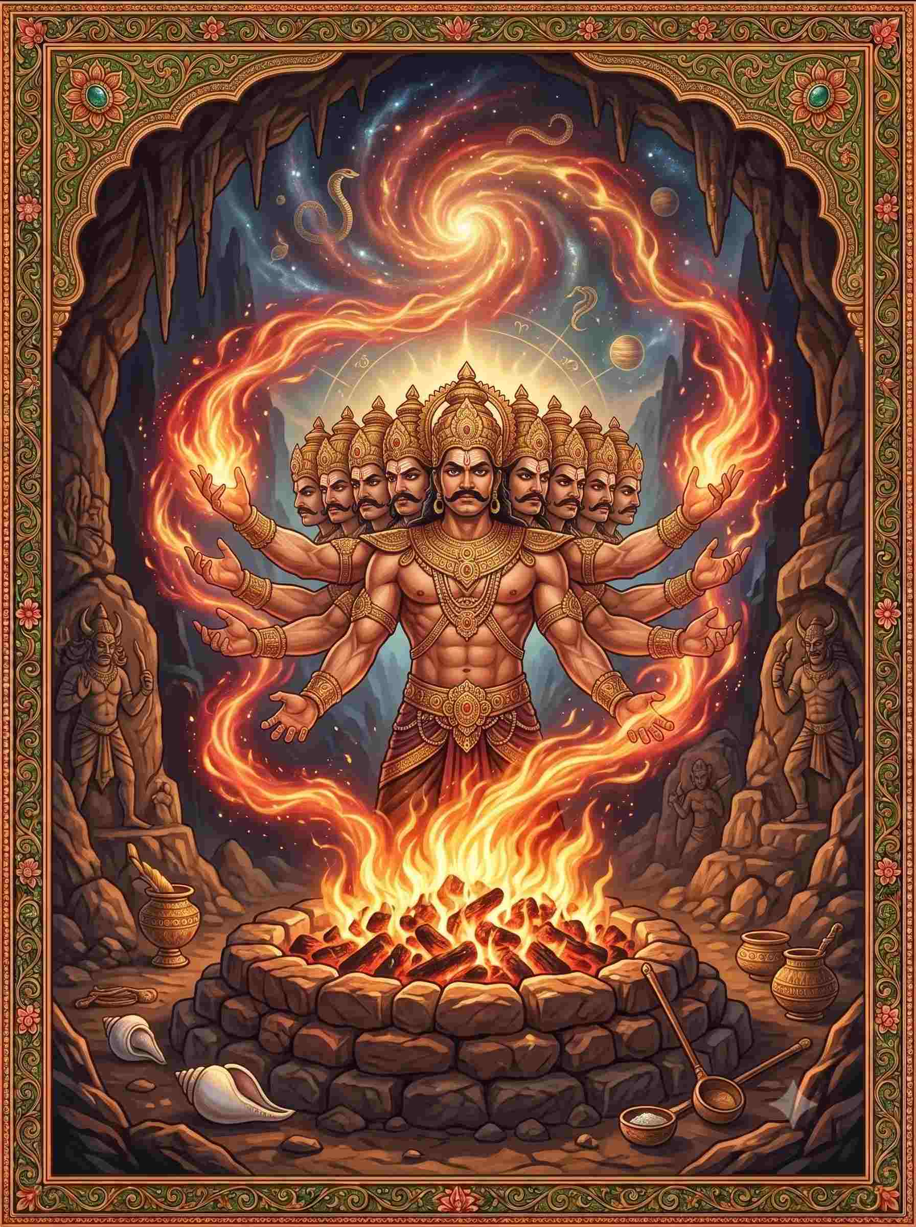 Dasagriva obtaining boons from Brahma